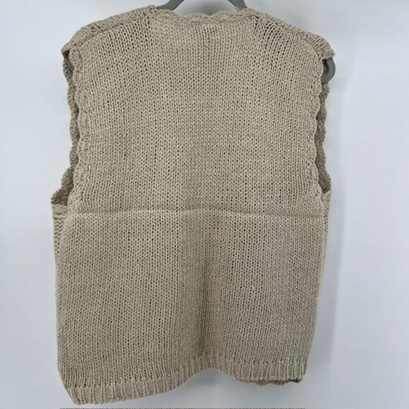 VTG Haband Cardigan Cable Knit Sweater Vest Womens M Floral Embroidered Cottage - Picture 4 of 6